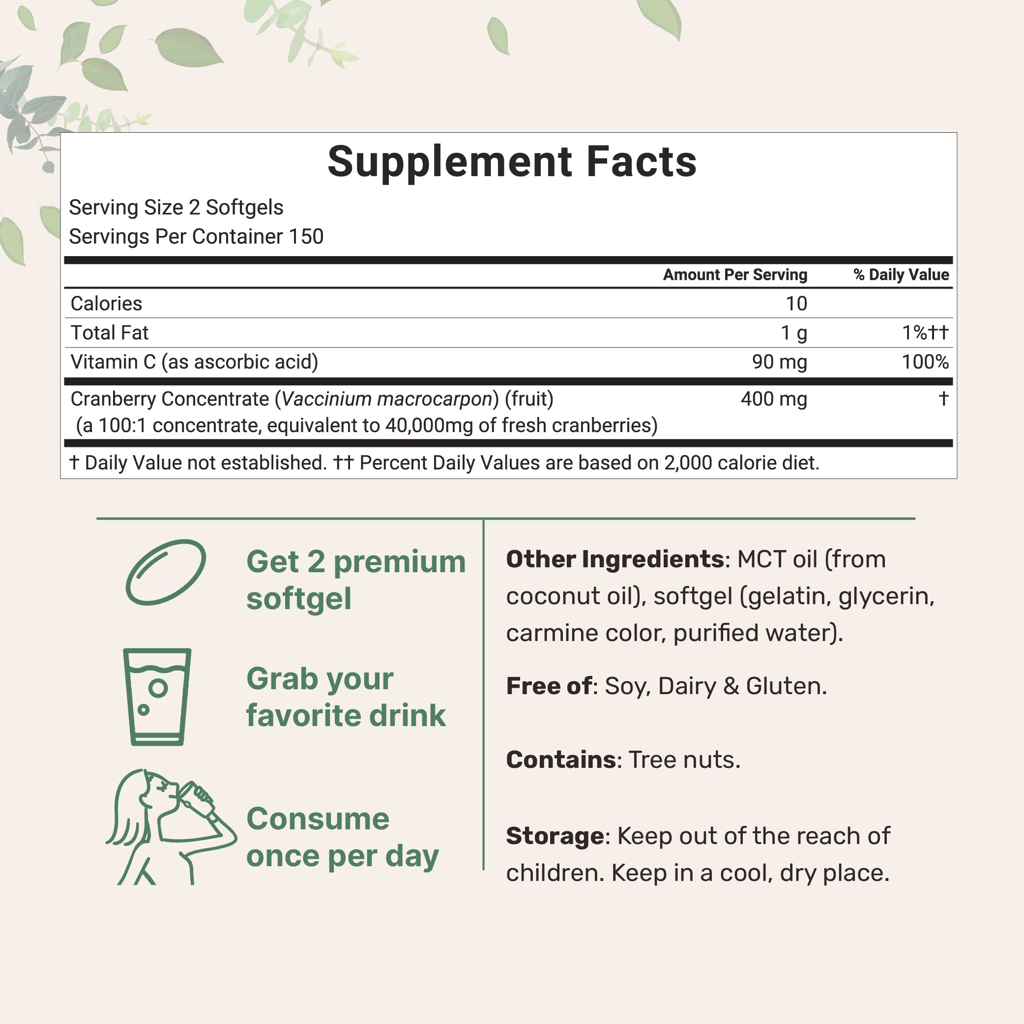 Micro Ingredients Cranberry Concentrate 40,000mg Equivalent with Vitamin C