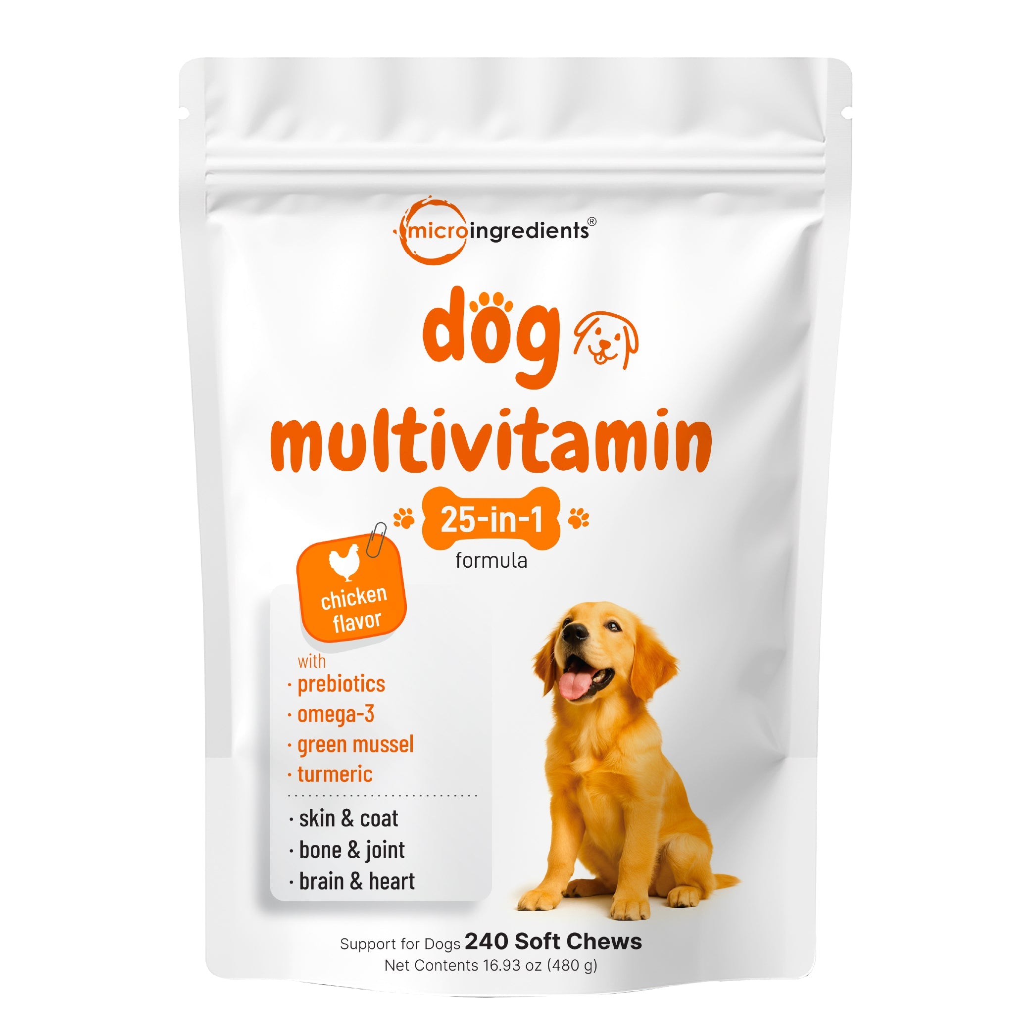Micro Ingredients Dog Multivitamin 25-in-1 Chicken Flavor, 240 Soft Chews
