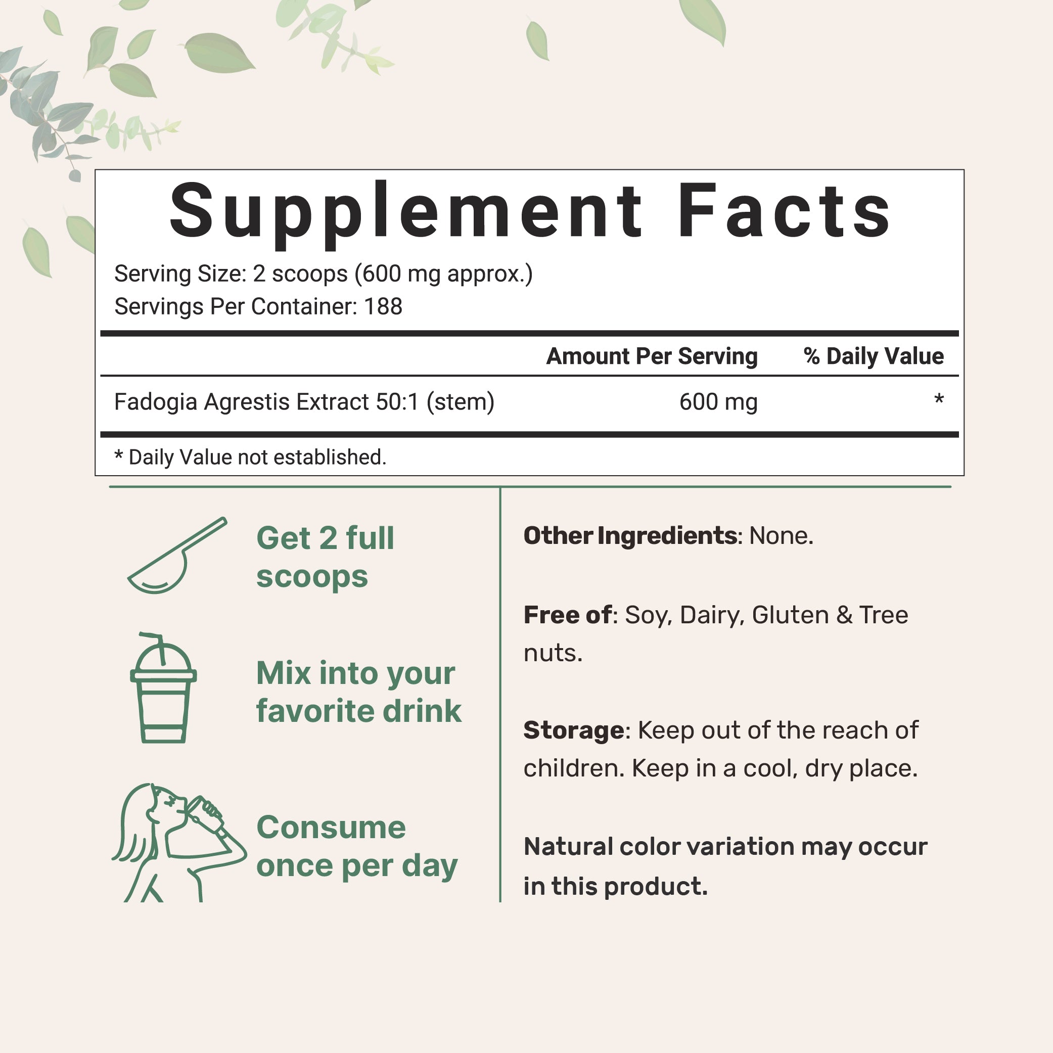 Micro Ingredients Fadogia Agrestis 50:1 Stem Extract Powder, 4oz