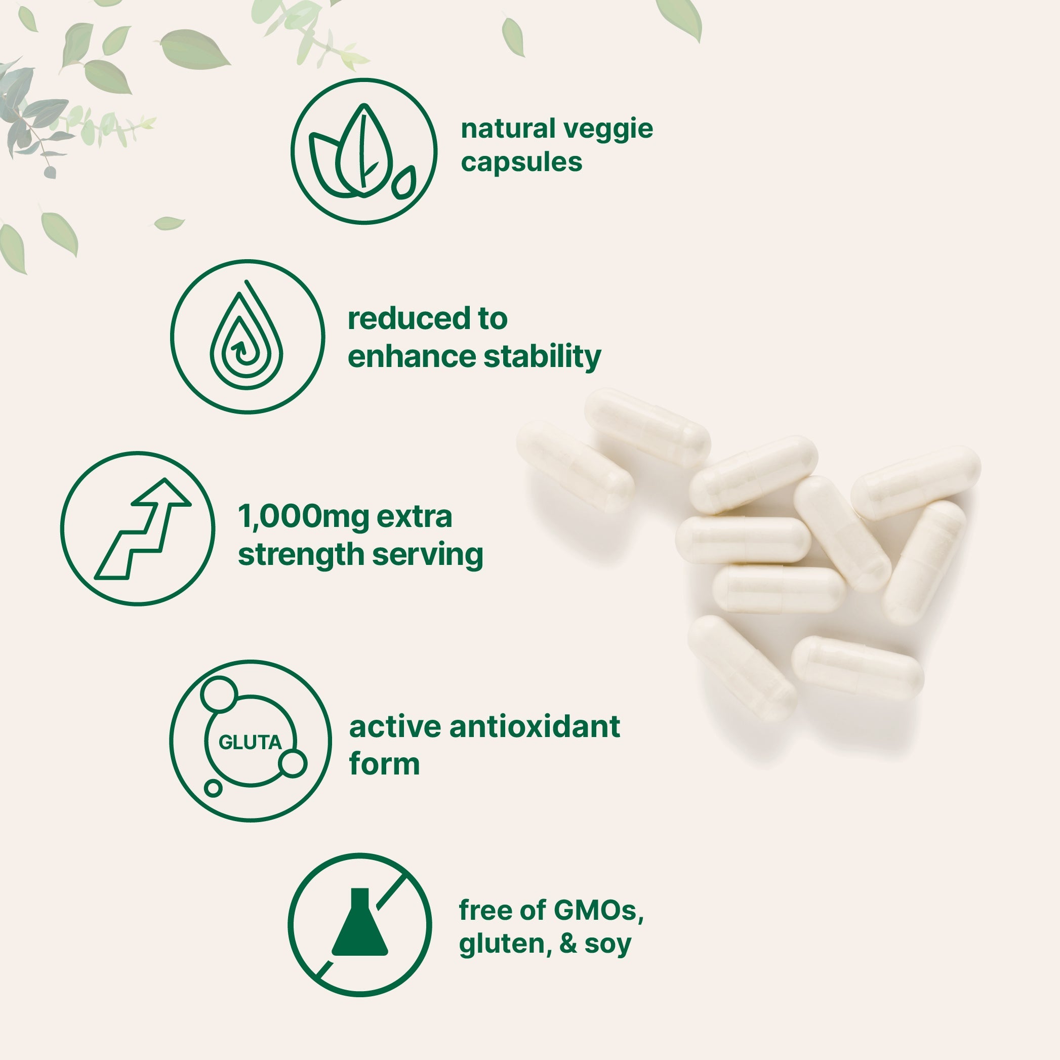 Micro Ingredients Glutathione 1,000mg, 120 Veggie Capsules