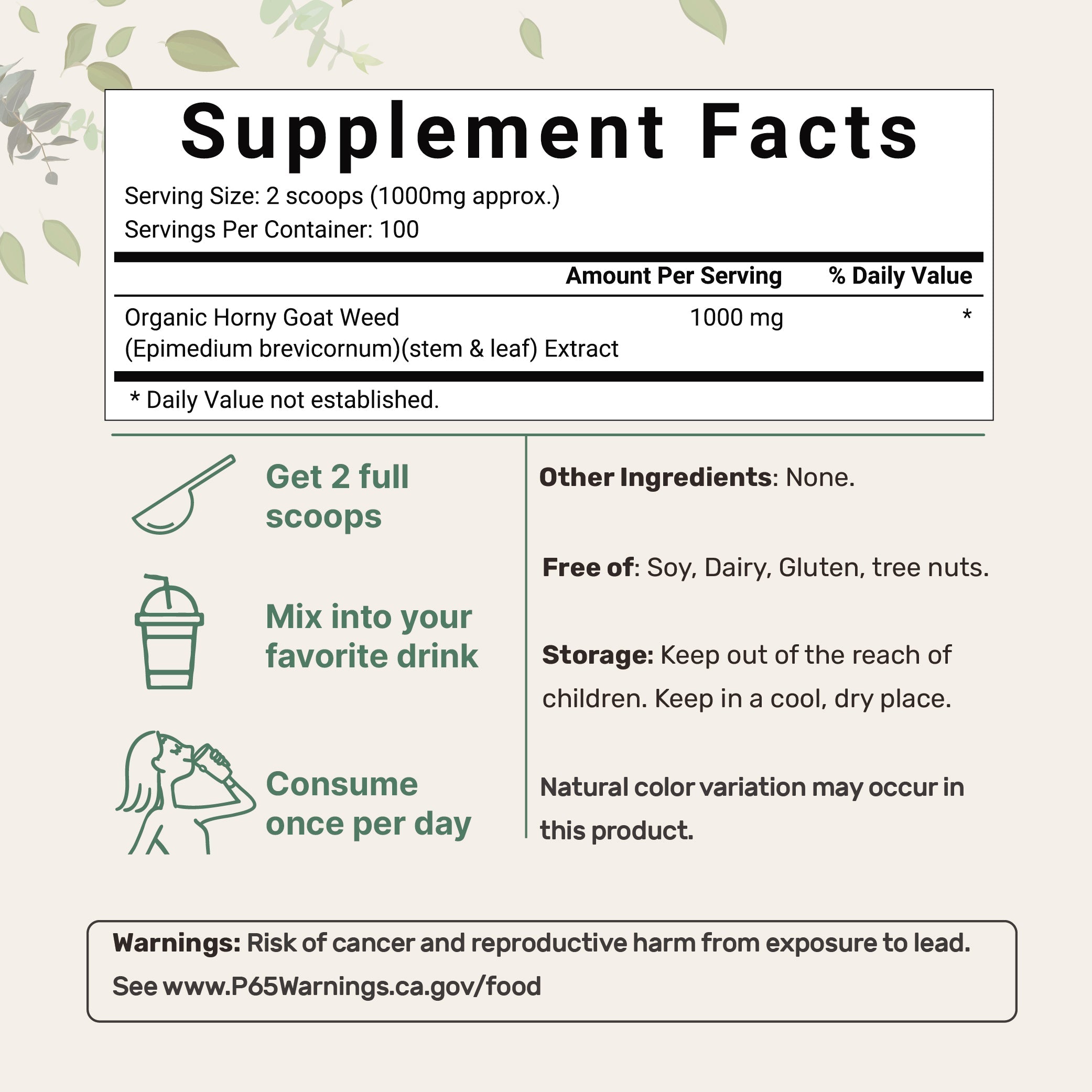 Micro Ingredients Organic Horny Goat Weed Powder