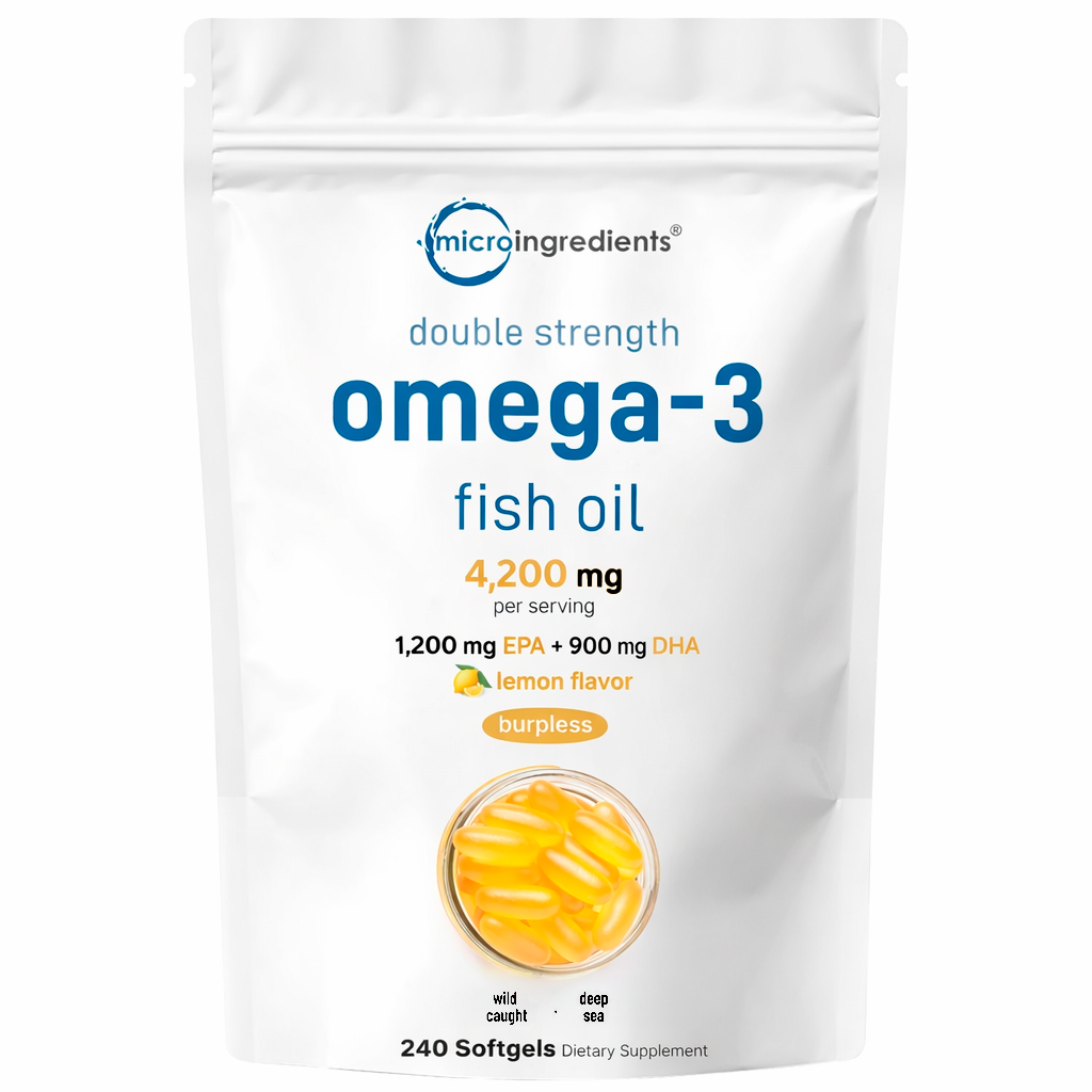 Micro Ingredients Omega 3 Fish Oil Supplements 4,200mg Per Serving, 240 Softgels