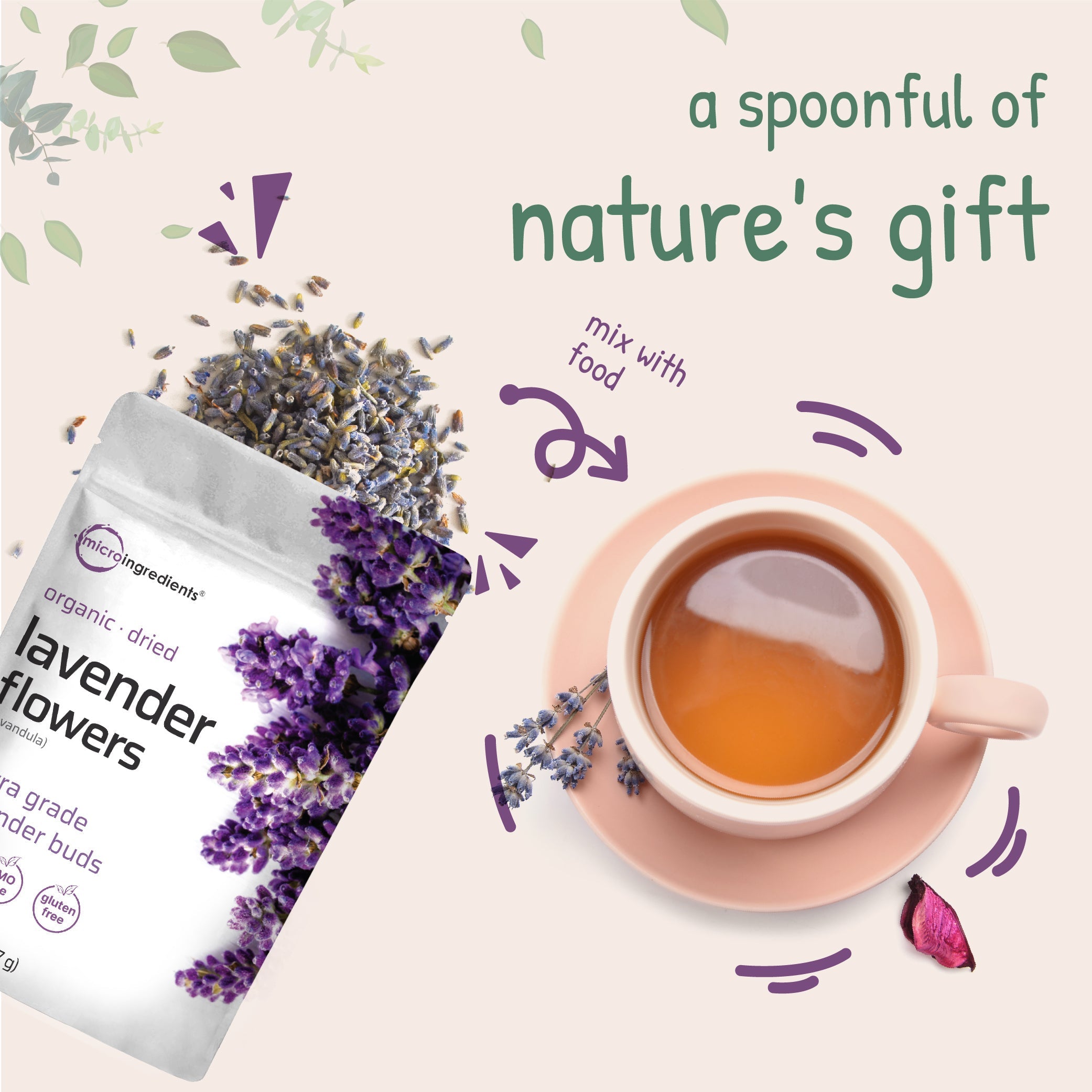 Micro Ingredients Organic Dried Lavender Flowers, 2lbs