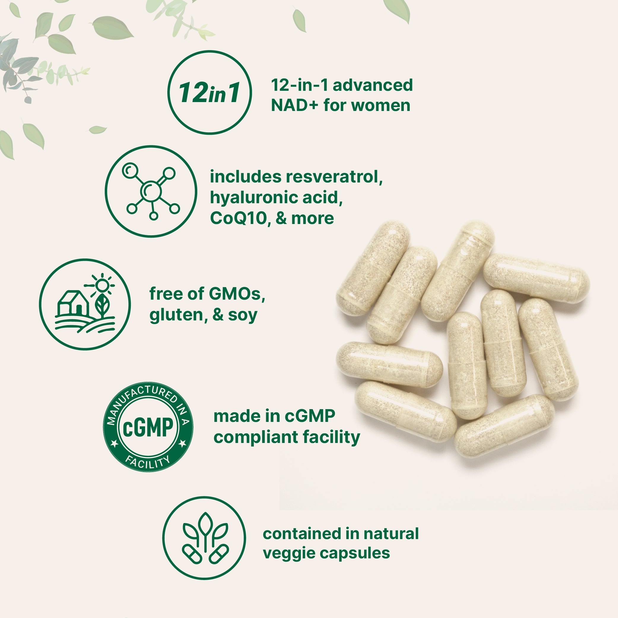 Micro Ingredients Liposomal NAD+ for Women Complex, 180 Veggie Capsules