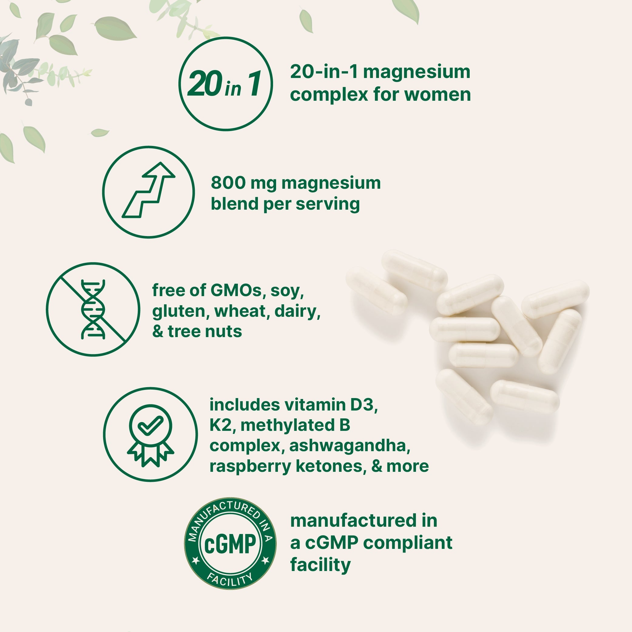 Micro Ingredients Magnesium Complex 20-in-1 for Women, 240 Vegetarian Capsules