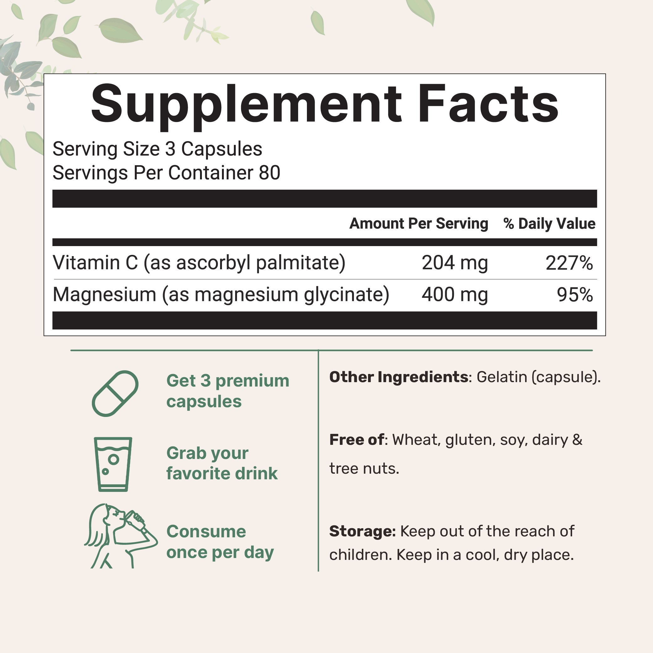 Micro Ingredients Pure Magnesium Glycinate 400mg Per Serving, 240 Capsules