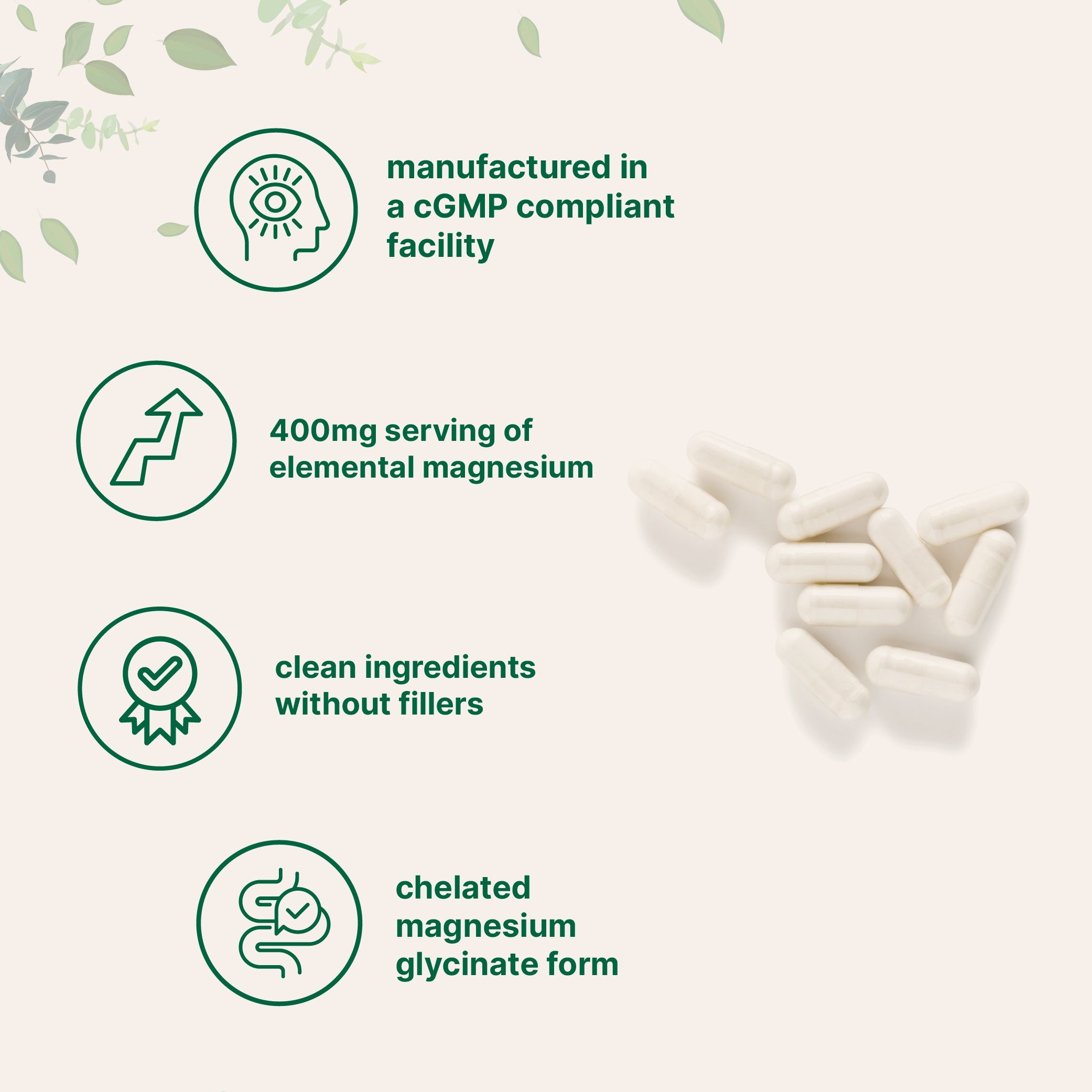 Micro Ingredients Pure Magnesium Glycinate 400mg Per Serving, 240 Capsules