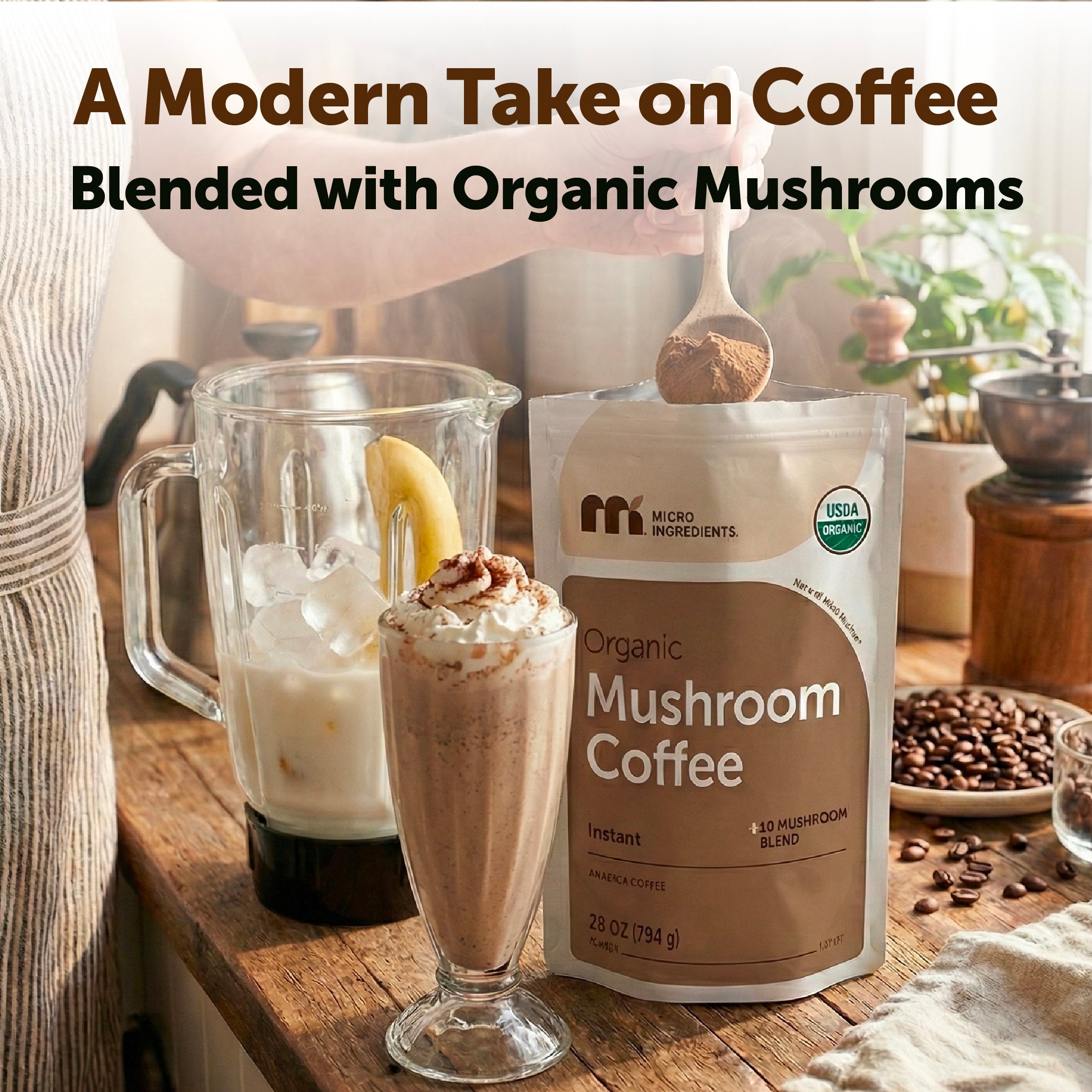 Micro Ingredients Organic Instant 10 in 1 Mushroom Coffee Powder