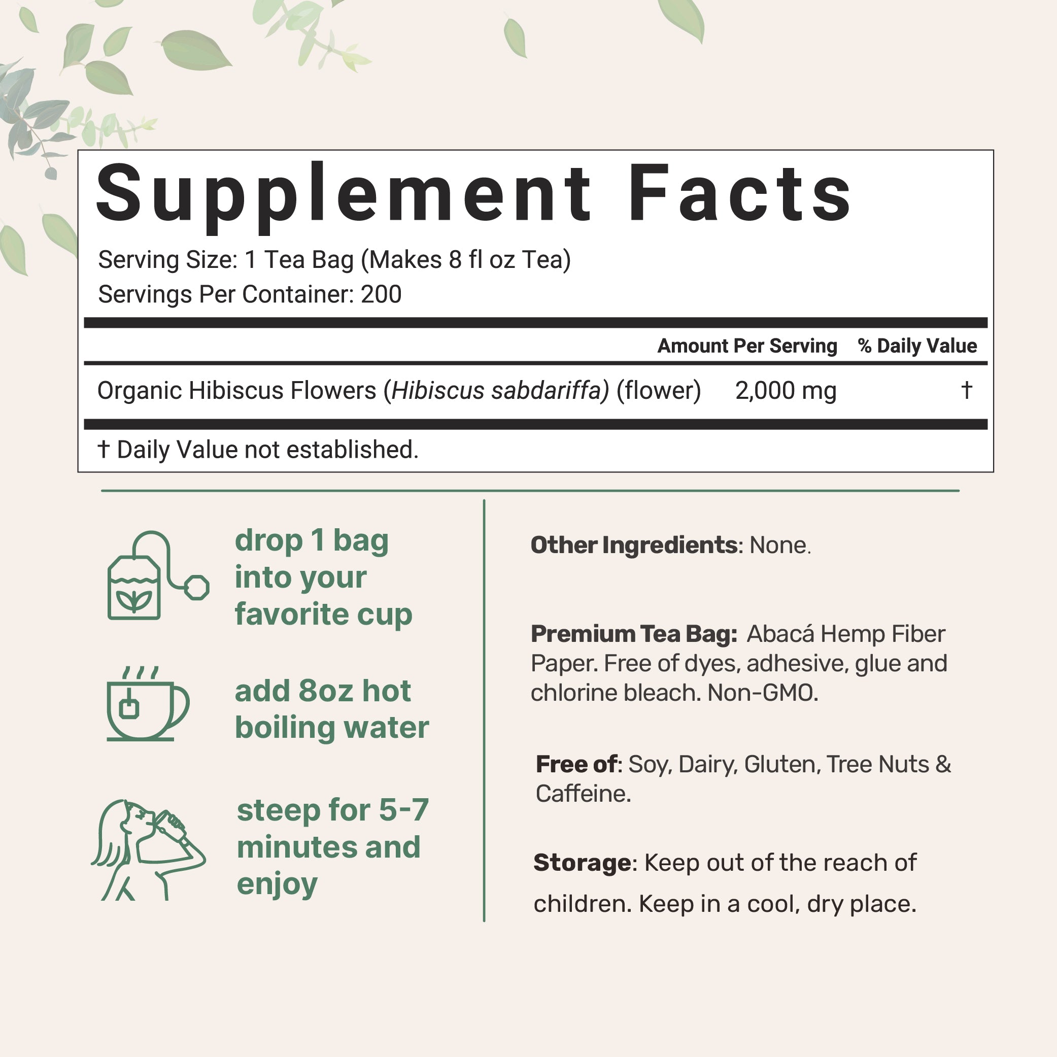 Micro Ingredients Organic Hibiscus Tea, 200 Tea Bags