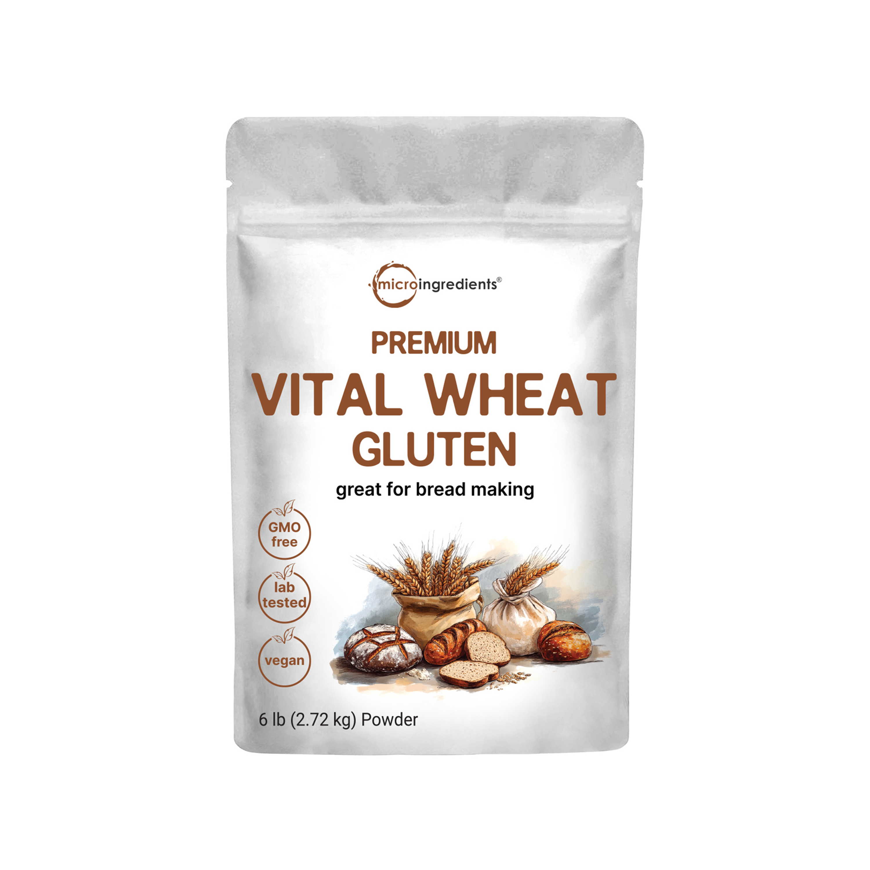 Micro Ingredients Premium Vital Wheat Gluten, 6lbs Powder