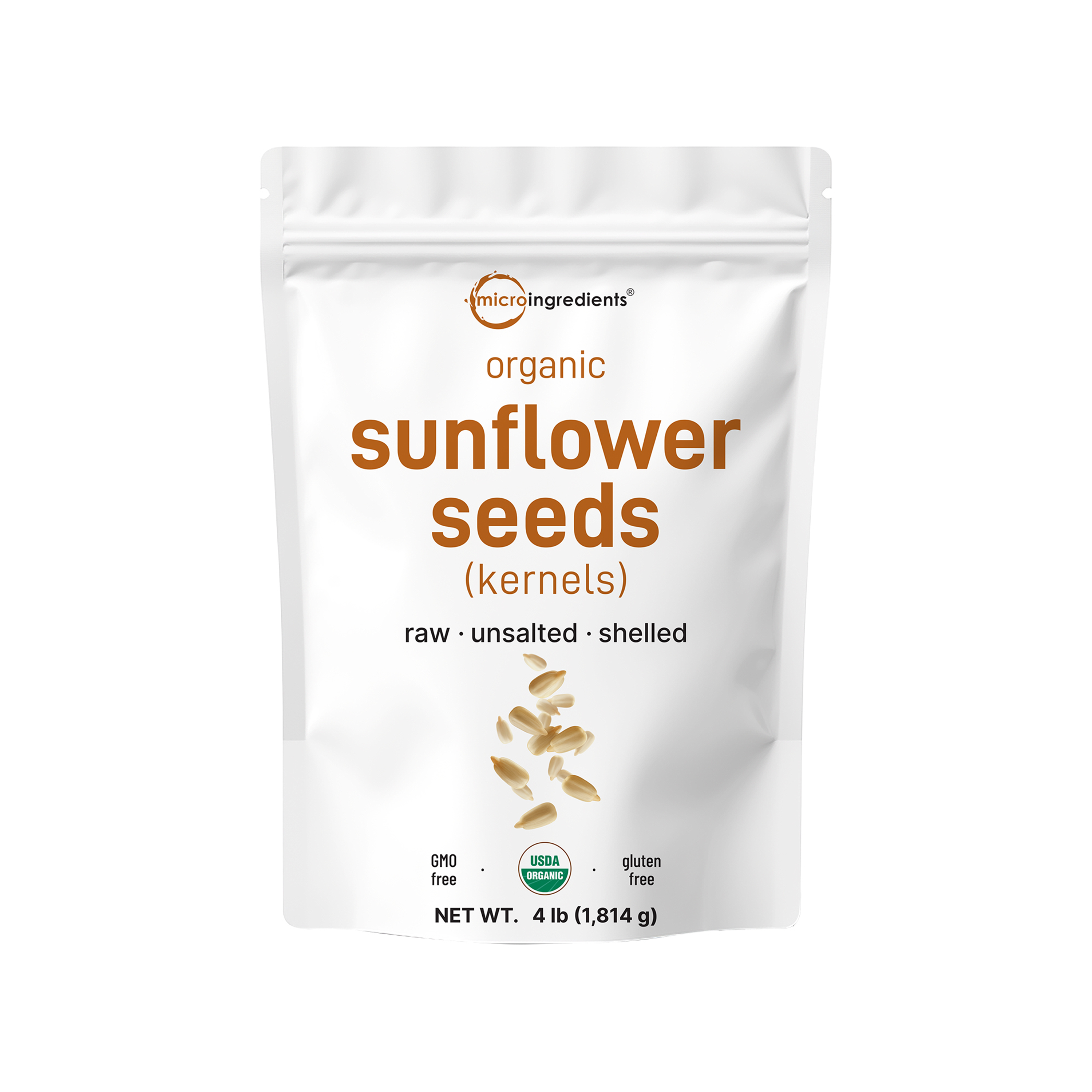 Micro Ingredients Organic Sunflower Seeds, 4lbs, Raw, Unsalted, & Shelled