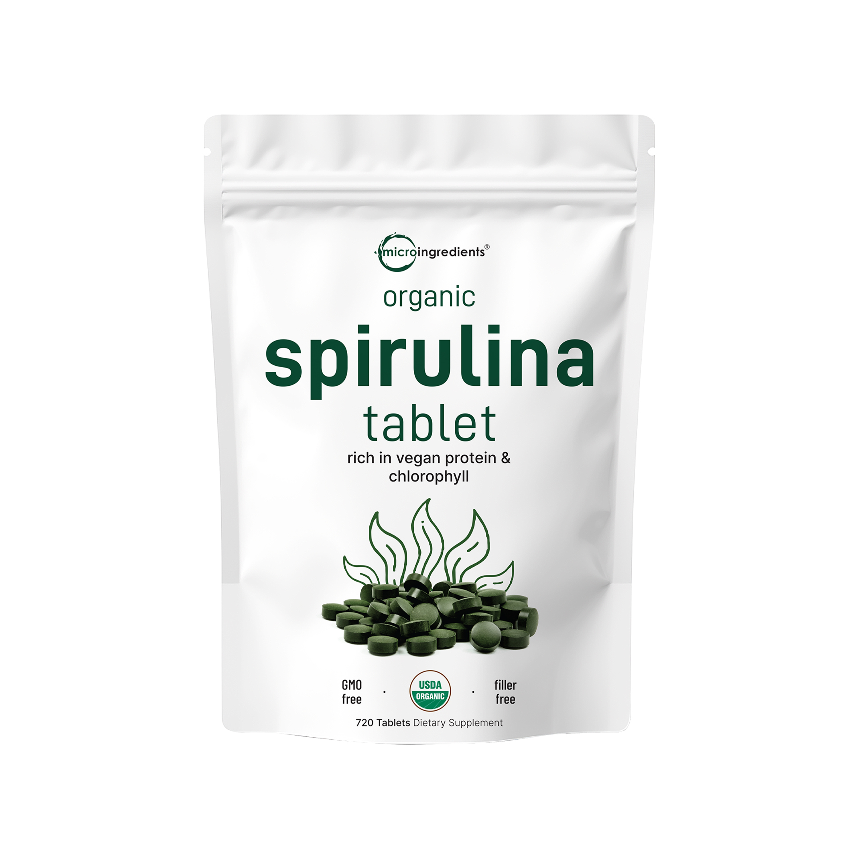 Micro Ingredients Organic Spirulina Tablets 720 Counts