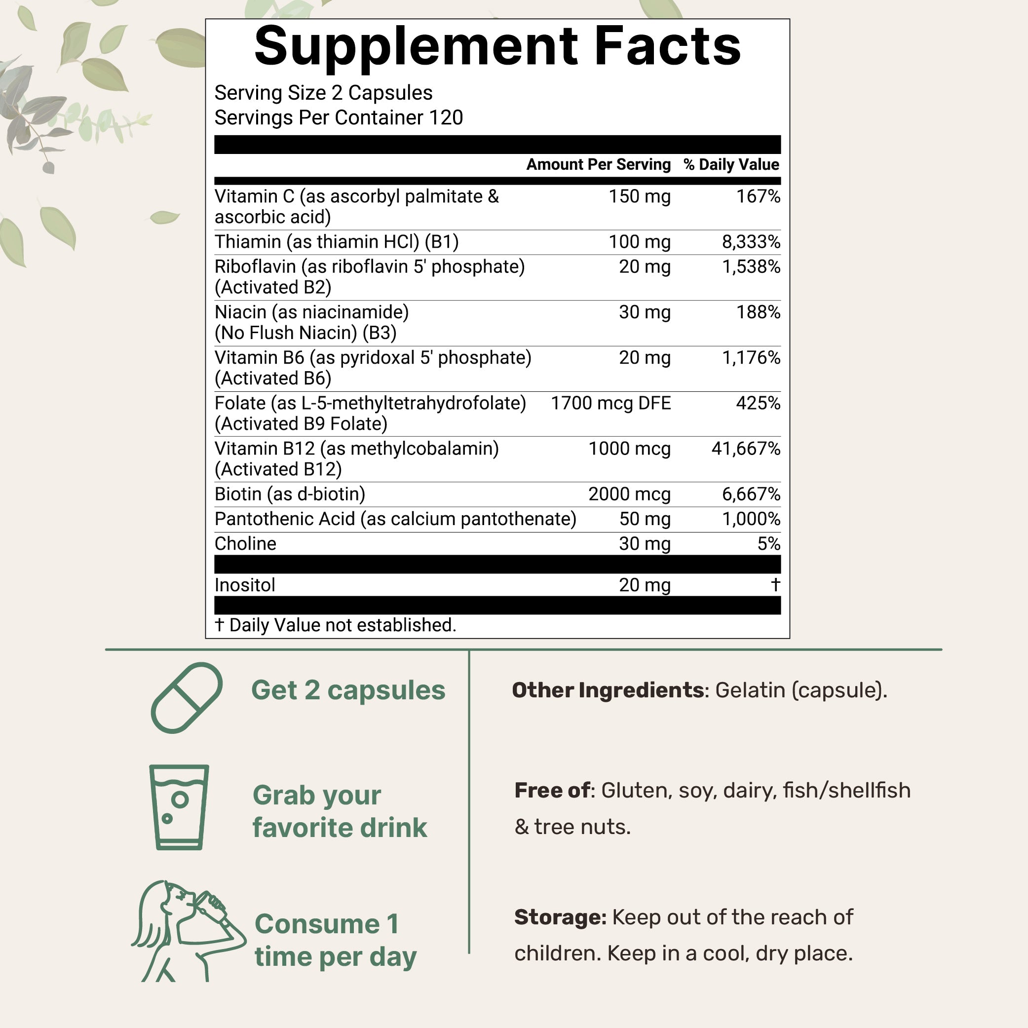Micro Ingredients Methylated B Complex, 240 Pure Capsules
