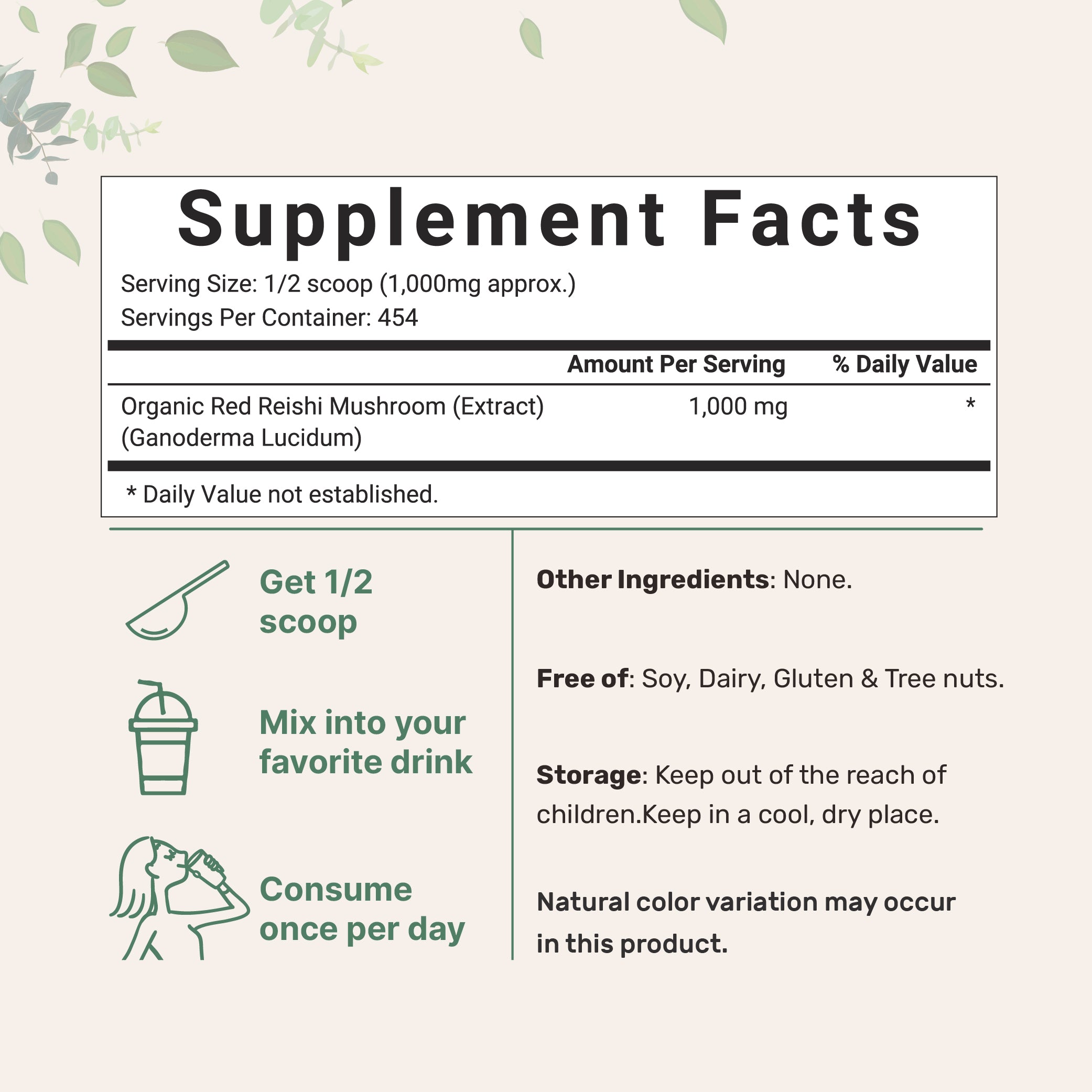 Micro Ingredients Organic Reishi Mushroom Powder, 16oz