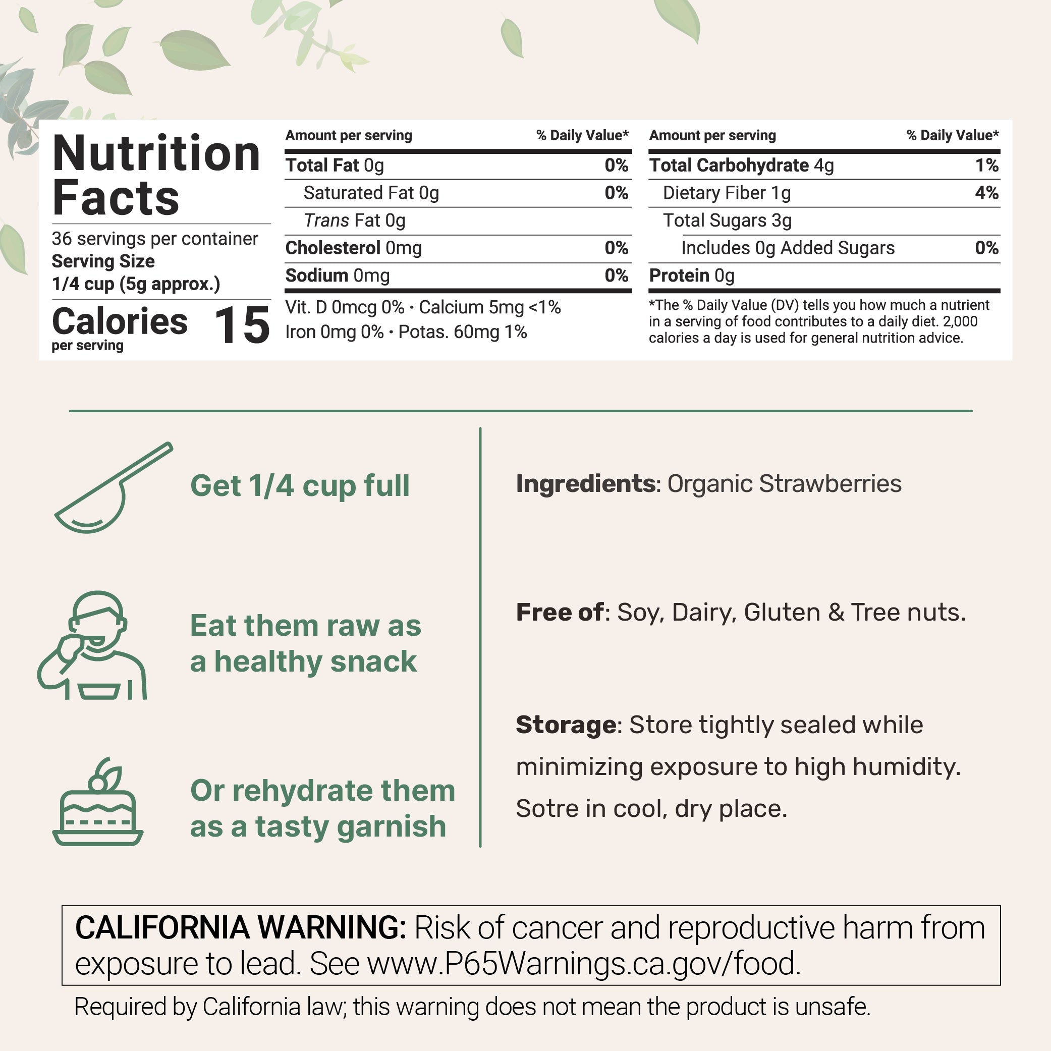 Micro Ingredients Organic Freeze Dried Strawberries Sliced, 6.4oz