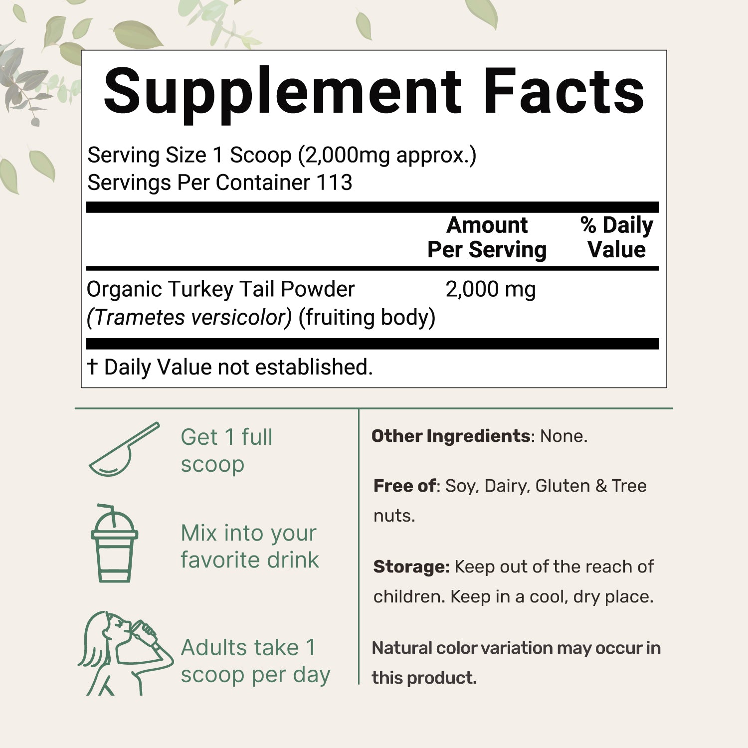 Micro Ingredients Organic Turkey Tail Powder, 8oz