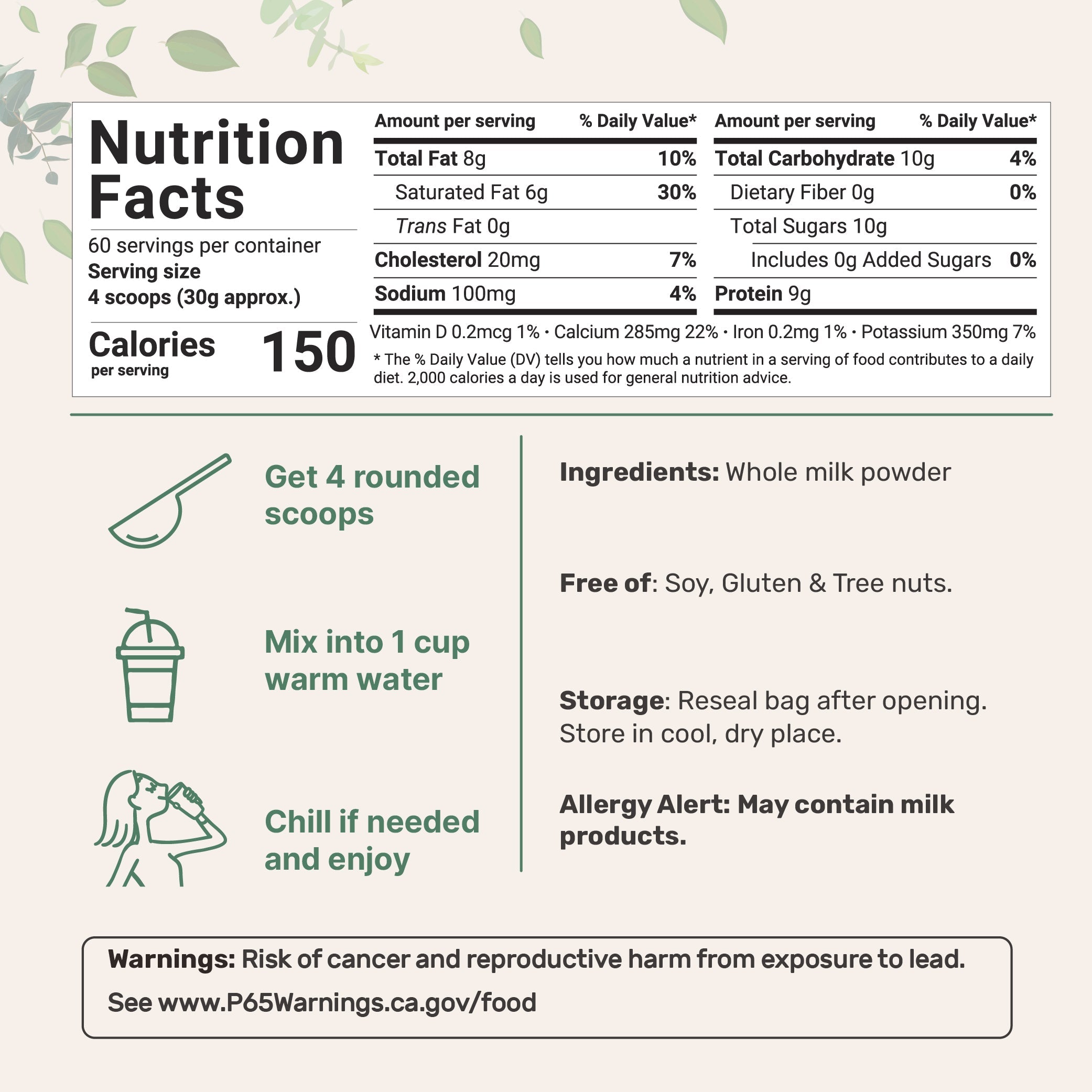 Micro Ingredients Whole Milk Powder, 4lbs, Made in USA