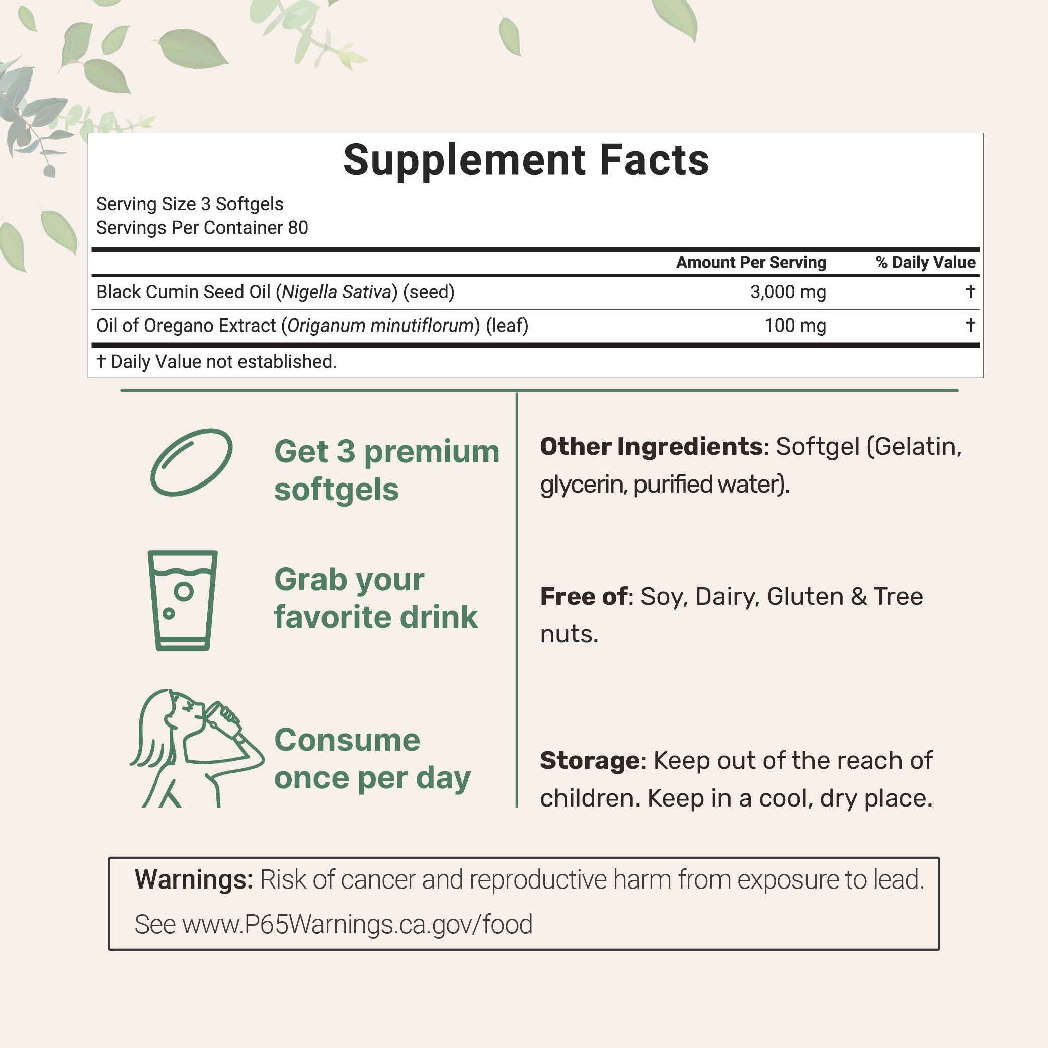 Micro Ingredients Black Seed Oil 3,000mg with Oil of Oregano, 240 Softgels