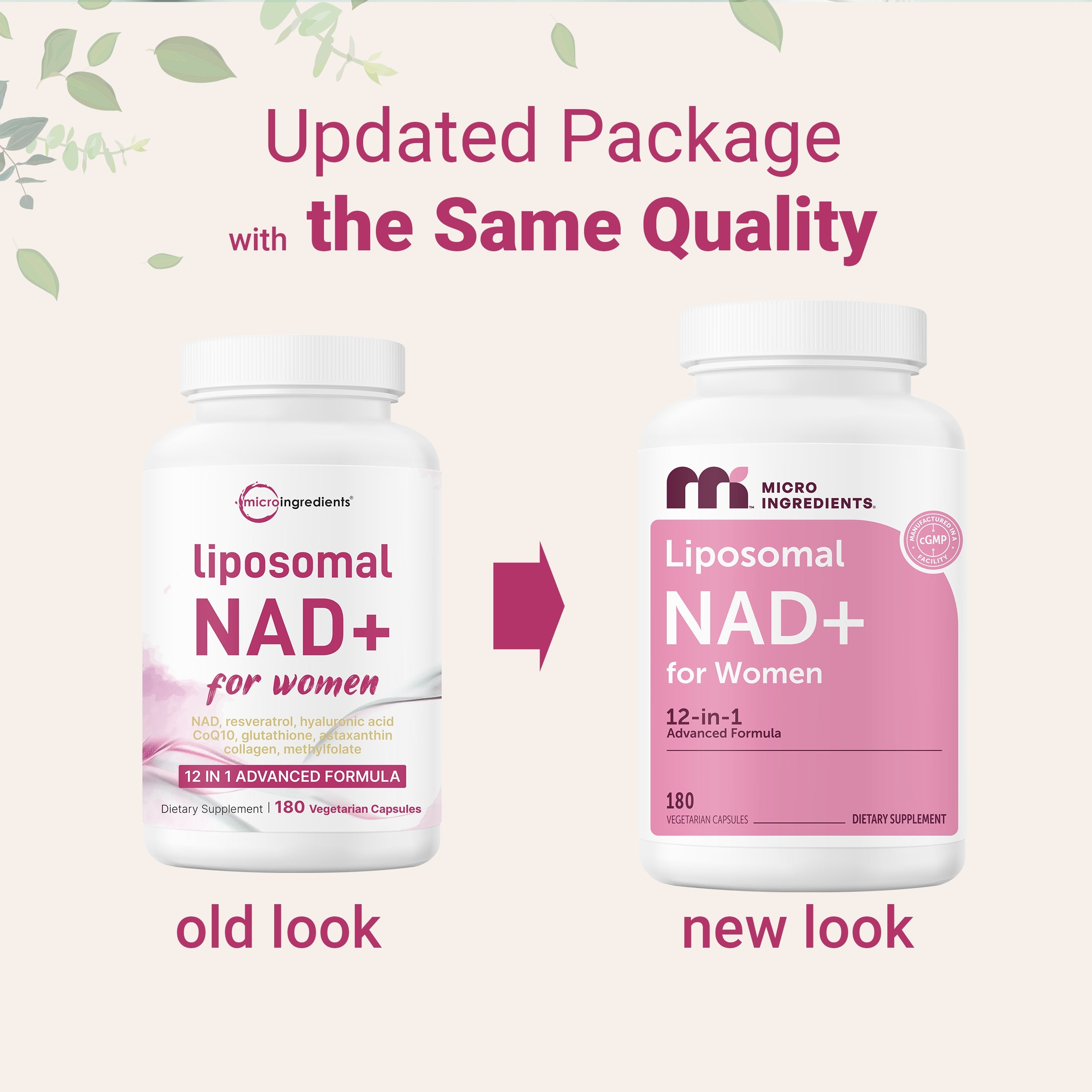 Micro Ingredients Liposomal NAD+ for Women Complex, 180 Veggie Capsules