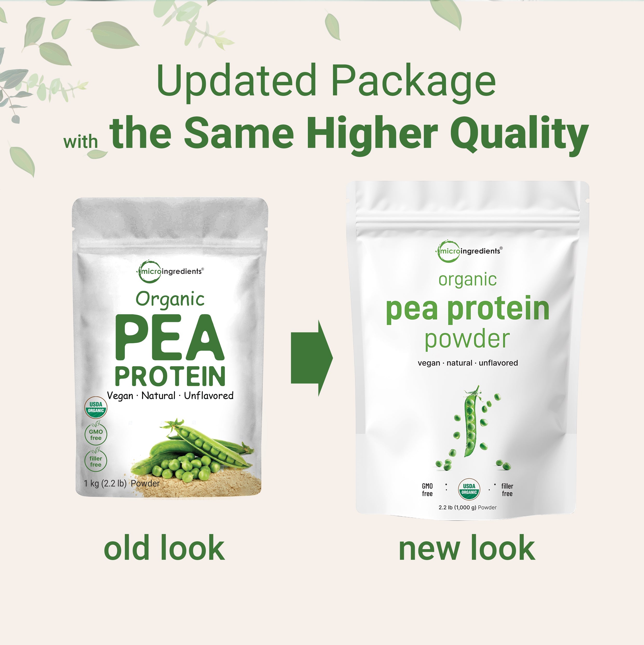 Micro Ingredients Organic Pea Protein Powder 2.2 Pound