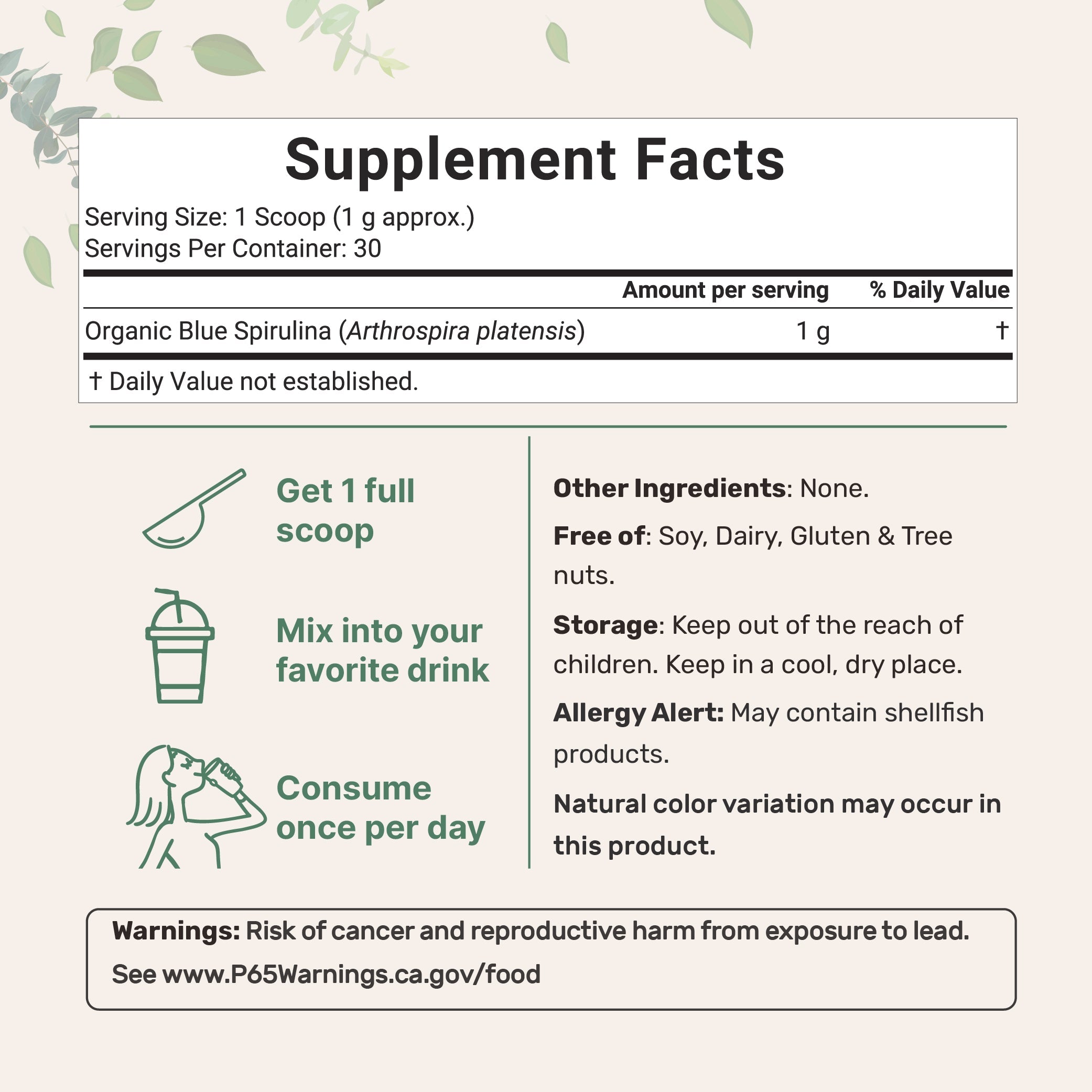 Micro Ingredients Organic Blue Spirulina Powder (Phycocyanin Extract) - No Fishy Smell, 100% Vegan Protein from Blue-Green Algae