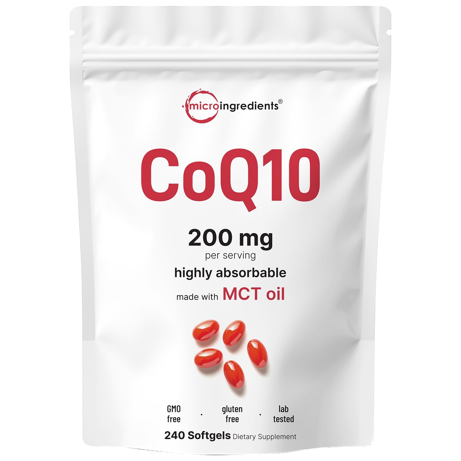 Micro Ingredients CoQ10 240 Softgels with Coconut MCT Oil
