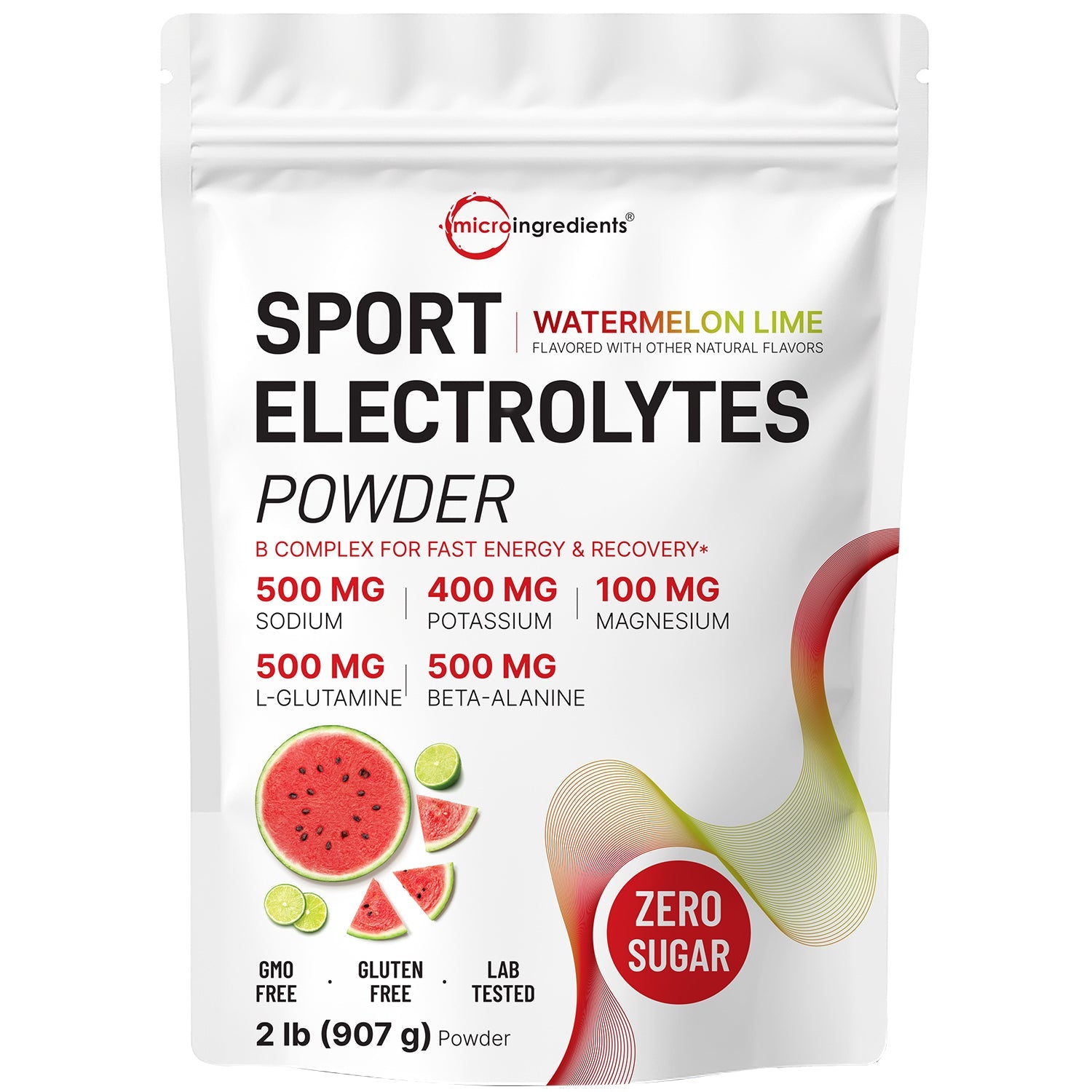 Micro Ingredients Sport Electrolytes Powder Watermelon Lime Flavor, 2lb