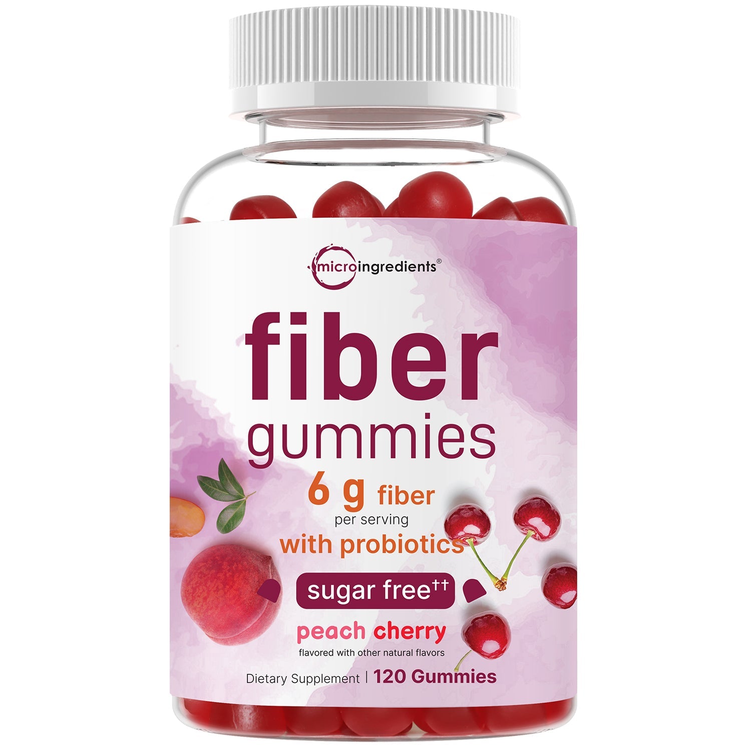 Micro Ingredients Fiber Gummies with Probiotics, 120 Count