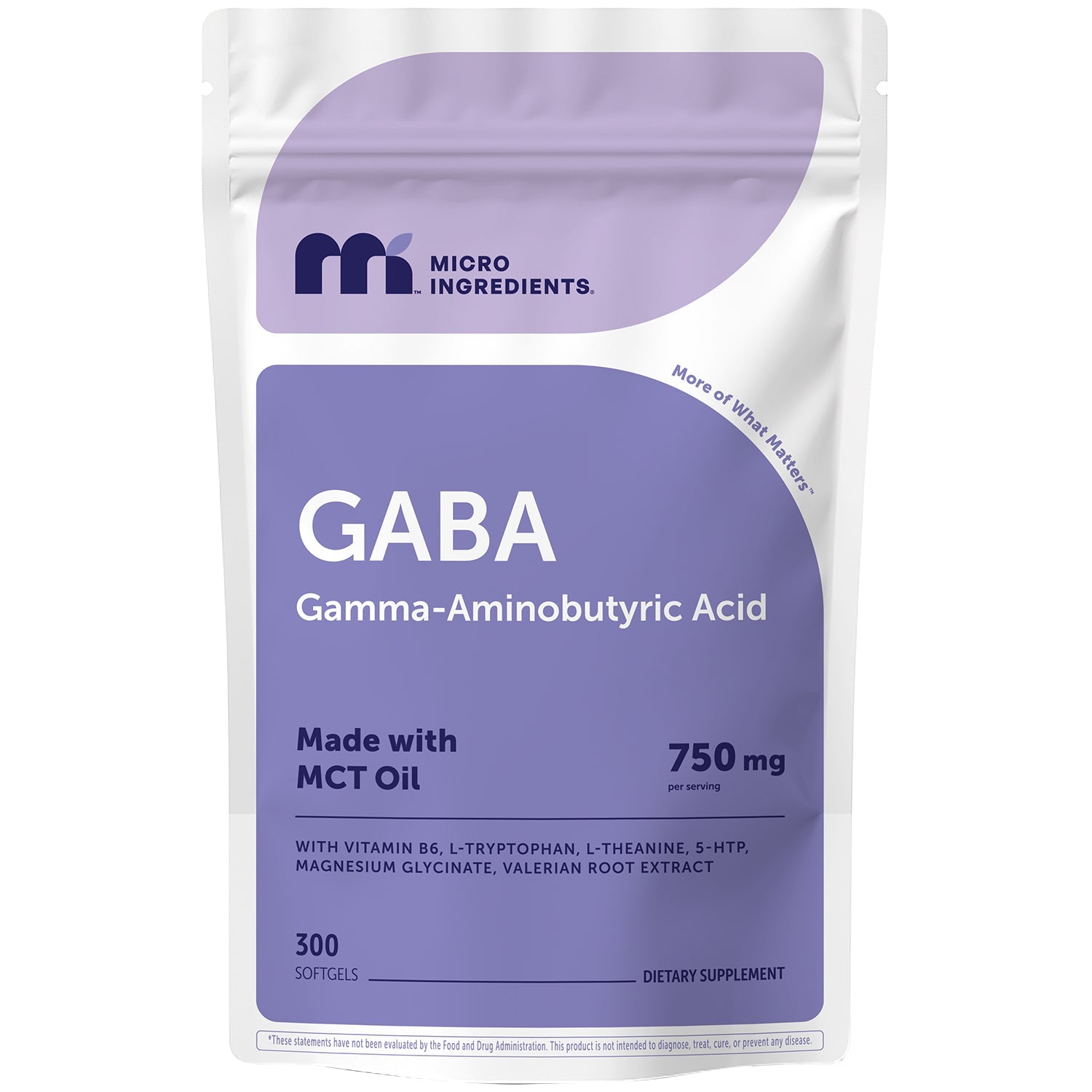 Micro Ingredients GABA 750mg Complex with MCT Oil, 300 Softgels