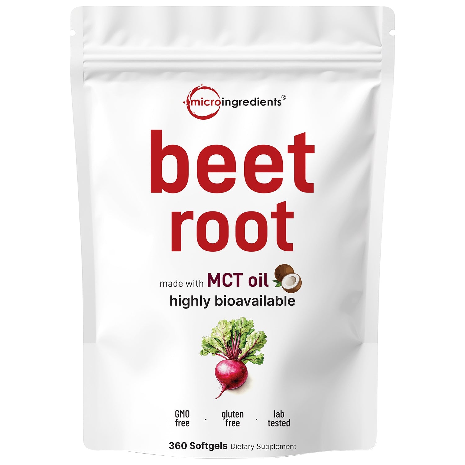 Micro Ingredients Beet Root 360 Softgels with MCT Oil, Highly Bioavailable