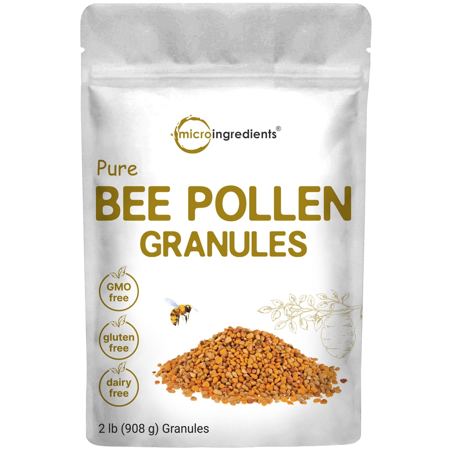 Micro Ingredients Fresh Bee Pollen Whole Granules, 2 Pounds